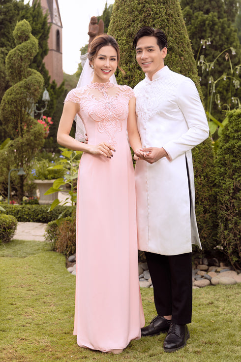 Modern lovely couple ao dai