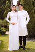 White wedding ao dai with embroidery lace