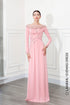 A-line scoop neck floor length beading gown
