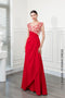 Scoop neck ruched a-line gown