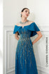 A-line round neck beaded evening gown