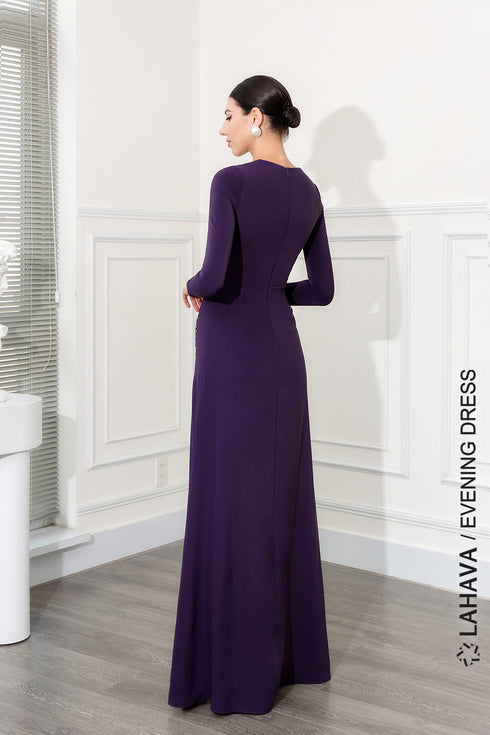 Floral pattern beaded evening gown