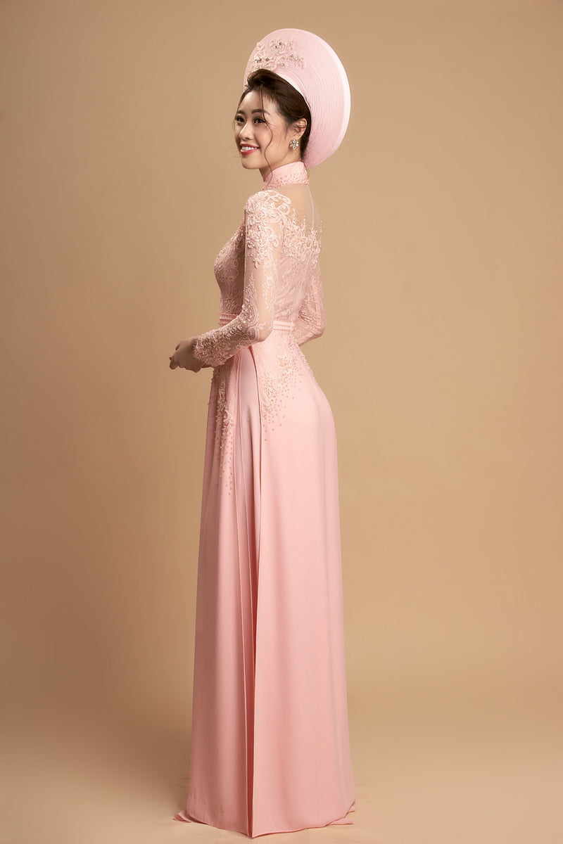 Pastel Pink Lace Suit - Adizya