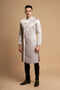 Grey men's modern ao dai with lace