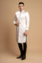 White modern men's ao dai beaded