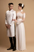 White modern couple wedding ao dai
