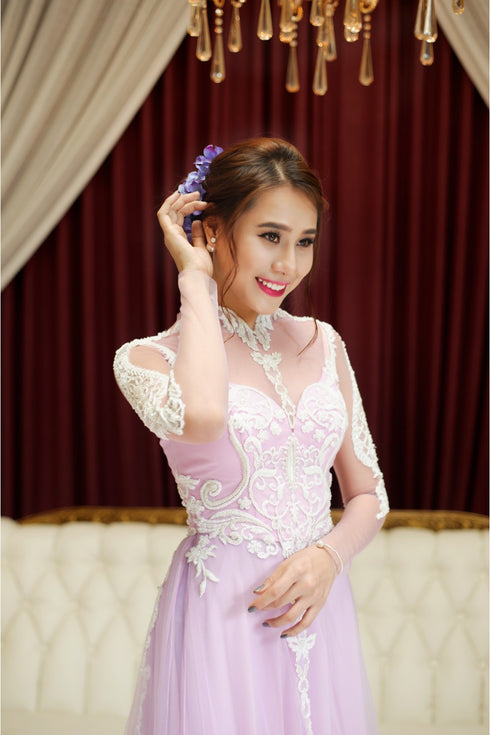 Sweet purple wedding ao dai
