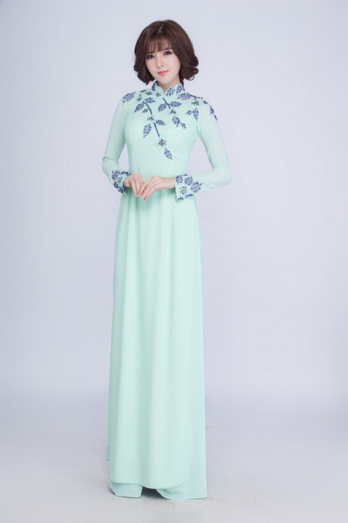 Elegant turquoise party ao dai