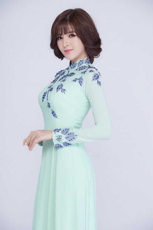 Elegant turquoise party ao dai