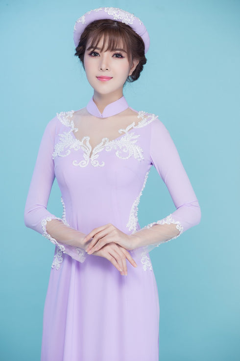 Modern cut out sleeves ao dai