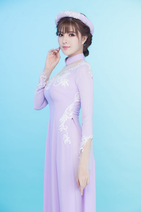 Modern cut out sleeves ao dai