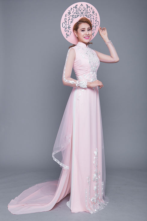 Lovely pink modern ao dai