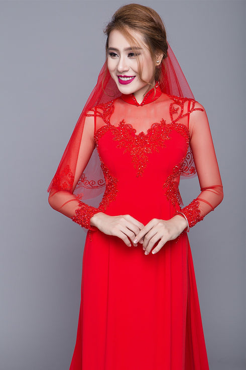 Stunning cut out modern ao dai