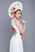 Round neck floral embroidered ao dai