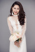 Modern embroidery lace bridal ao dai
