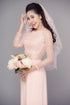 Sweet round neck modern bride ao dai