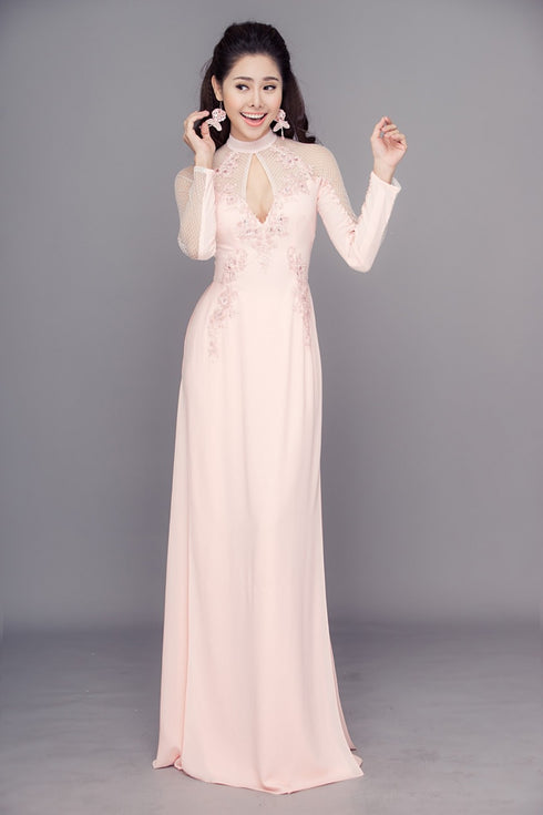 Long sleeves applique illusion ao dai