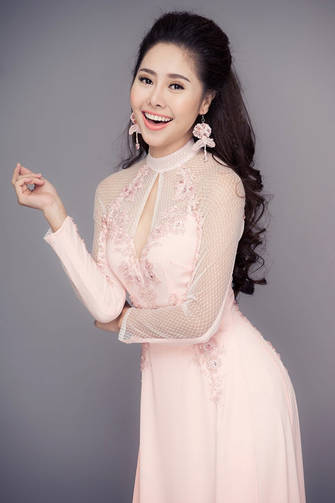 Long sleeves applique illusion ao dai