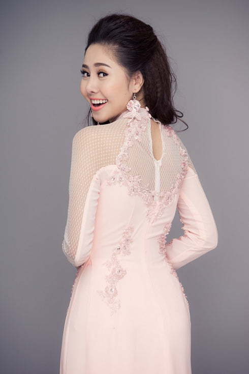 Long sleeves applique illusion ao dai