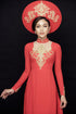 Red ao dai with gold beaded
