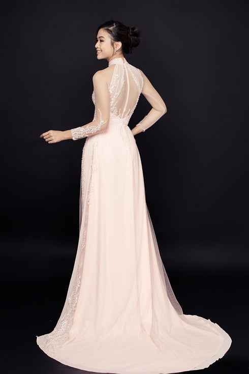 Lovely embroidery lace ao dai