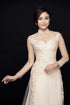 Cut-out beaed wedding ao dai