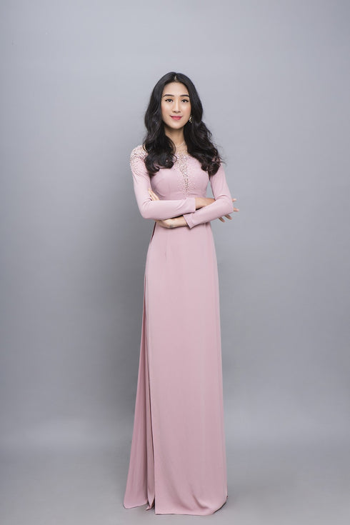 Elegant beaded modern party ao dai