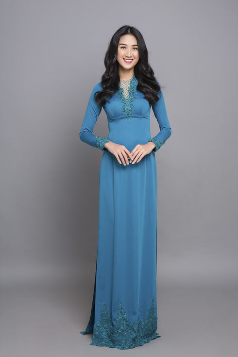 Long sleeves satin party ao dai