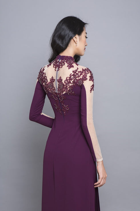 Modern cut out long sleeves beaded