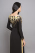 Black scoop neck 3D flowers ao dai