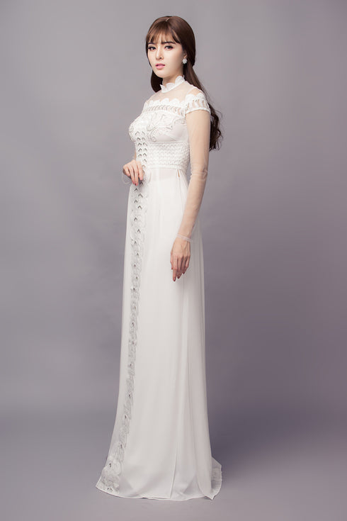 Modern ao dai with embroidery embellished