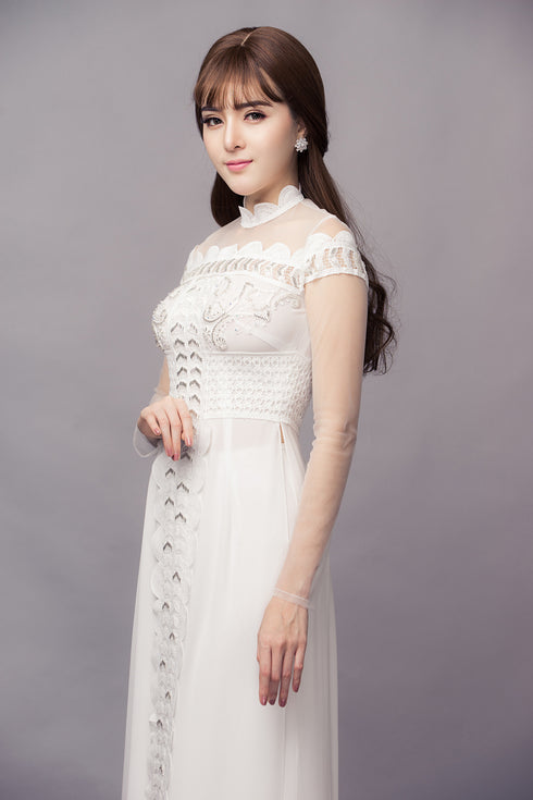 Modern ao dai with embroidery embellished