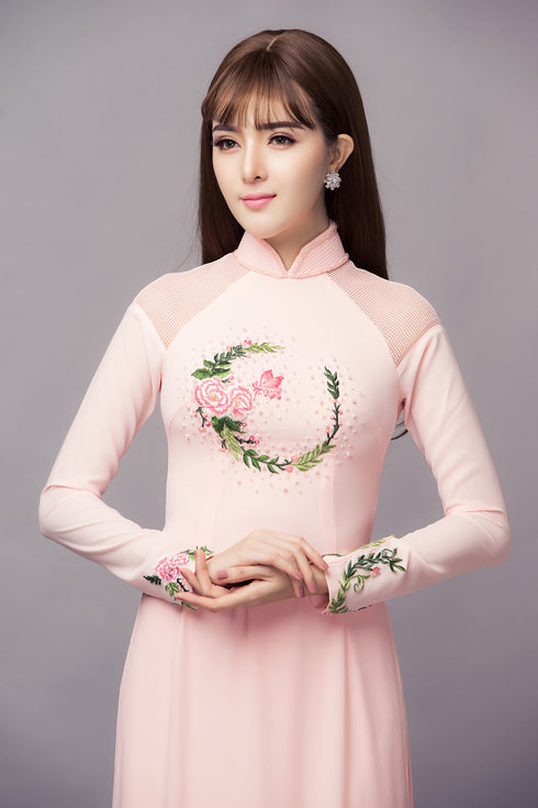 Lovely pastel embroidered ao dai