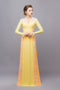 Yellow modern party ao dai