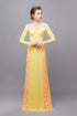 Yellow modern party ao dai