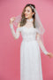 White modern ao dai with embroidery lace
