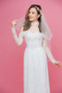 White modern ao dai with embroidery lace