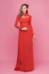 Modern cut out neckline embroidered ao dai