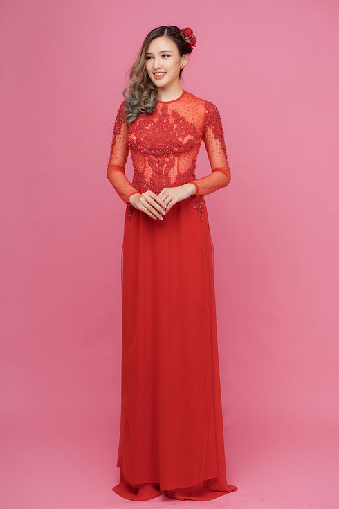 Impressive round neck modern beaded