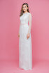 White scoop neck embroidery lace ao dai