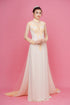 Beige ao dai with high neck beaded