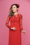 Red modern ao dai beaded