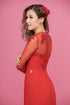 Red modern ao dai beaded