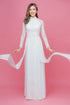 White modern ao dai with lace embellished