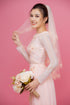 Pink round neck cut out bridal ao dai