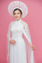 Gorgeous white modern ao dai with cape