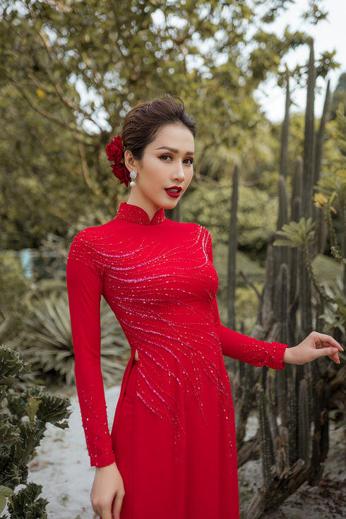 Impressive traditional ao dai beaded