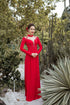 Red stunning beaded modern bridal ao dai