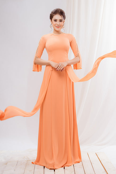 Modern half sleeves party ao dai