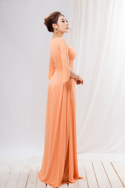 Modern half sleeves party ao dai